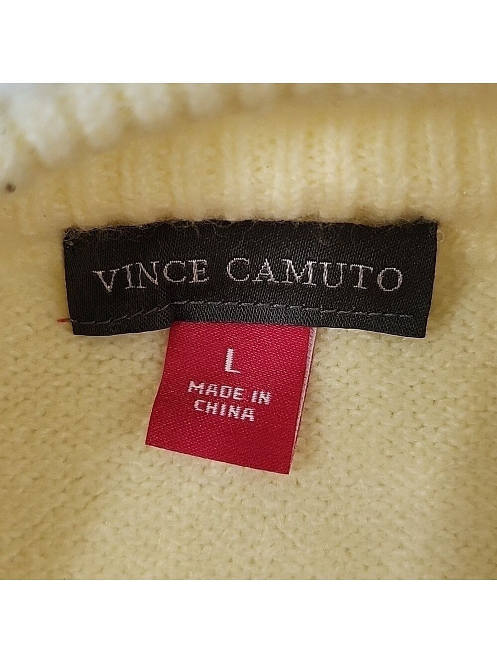 VINCE CAMUTO MOCK NECK SWEATER SOFT YELLOW SIZE LARGE - Picture 3 of 6